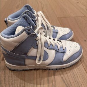 Nike Light Blue and White High-Top Sneakers Size 6.5